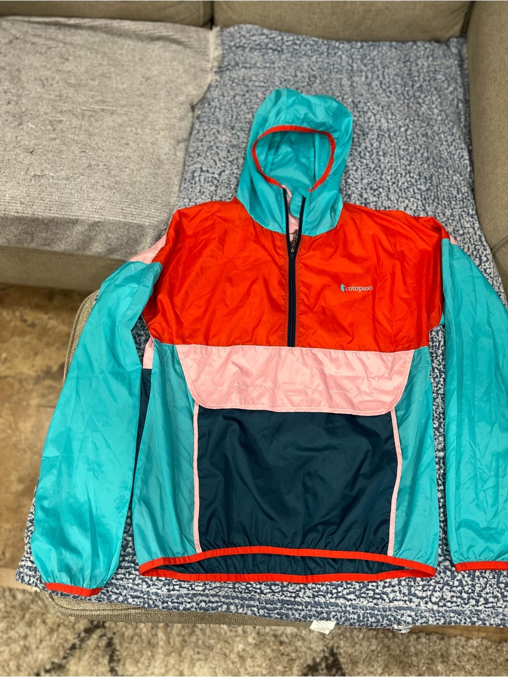 cotopaxi Colorblock Hooded Pullover Jacket - Teal, Red, Pink, Navy